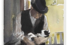 Love between humans and pets. "At Home" - Lars Lerin