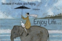 person and dog riding an elephant