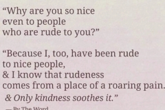 Why nice to rude people? Kindness sooths the pain.