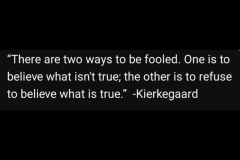Ways to be fooled. Believe what isn't true. Refuse to believe what is true. - Kierkegaard