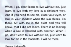 "Learn to live with my love in a different way."