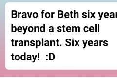 Bravo for Beth!, Stem Cell Transplant