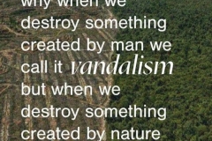 Why is it not called vandalism when we destroy nature?