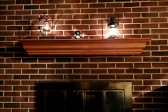 Fireplace, candles, lamps (photo by DH)