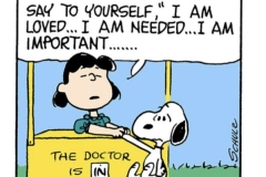 " I am loved. I am needed. I am important." Lucy and Snoopy