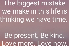 mistake, thinking we have time. be present kind. love more now.