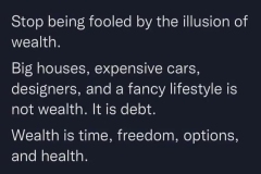 Wealth is time, freedom, options, health